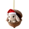 thumbnail image 2 of Forest Animal Acorn Ornaments Cozy Forest Christmas Ornaments Xmas Tree Decor, 2D Personalized Pine Cone Animal Decor, Acrylic Flat Woodland Creature Hanging Gift for Animal Lovers (Rabbit), 2 of 5