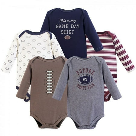 UPC: 0660168557497 | Hudson Baby Infant Boy Cotton Long-Sleeve Bodysuits 5pk  Football  0-3 Months
