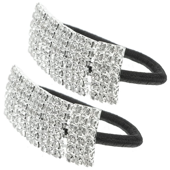 2 Pcs Hair Rope Ribbons Tie Holder Rhinestone Ropes Crystal Abs