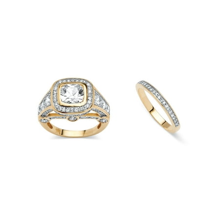 18k Bridal Set Ring - 2 Piece 4.67 TCW Cubic Zirconia Bridal Ring Set 18k Gold-Plated