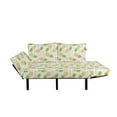 thumbnail image 2 of Tropical Futon Couch, Herringbone Stripes with Dots Background Summer Fruits Arrangement, Daybed with Metal Frame Upholstered Sofa for Living Dorm, Loveseat, Fern Green and Orange, by Ambesonne, 2 of 4