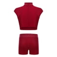 thumbnail image 2 of TiaoBug Kids Girls 2 Piece Dance Outfits Sleeveless Crop Top and Shorts Gymnastic Set Burgundy 10, 2 of 6