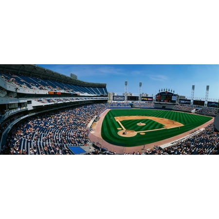 Comiskey Park Framed This is the new Comiskey Park Stadium Playing are the White Sox vs the Texas Rangers The attendance at this game was 26141 Canvas Art - Panoramic Images (36 x 12) ()