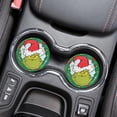 thumbnail image 1 of Grinch Decor Grinch Christmas Decorations Bathroom Grinch Christmas Decorations 2PCS Car Cup-Coasters, Christmas Car Cup Holder Insert-Coaster, Universal Vehicle Interior Accessories Cup Mats, 1 of 3