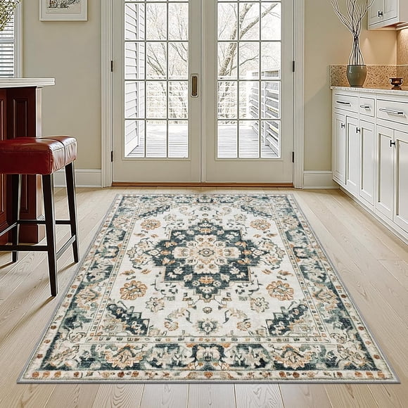 BAHIWOM 3x5 Taupe Area Rug - Machine Washable Non Slip Backing Ultra Soft Faux Wool Rug Low-Pile Boho Style Rug for Bedroom Living Room Nursery Office