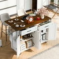 thumbnail image 2 of REDSASA 53.5" Farmhouse Kitchen Island with Power Outlet, Kitchen Storage Island with Drop Leaf & Spice Rack & Drawer, Rolling Kitchen Cart on Wheels for Home/Kitchen/Dining Room, White, 2 of 8