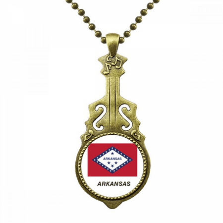 american state flag contour arkansas necklace antique guitar jewelry music pendant