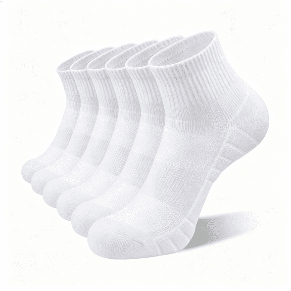 TELOLY Athletic Quarter Socks for Men Women,Cotton Mesh,Cushioned Arch Support,Non-Slip Running Ankle Design,6 Pack