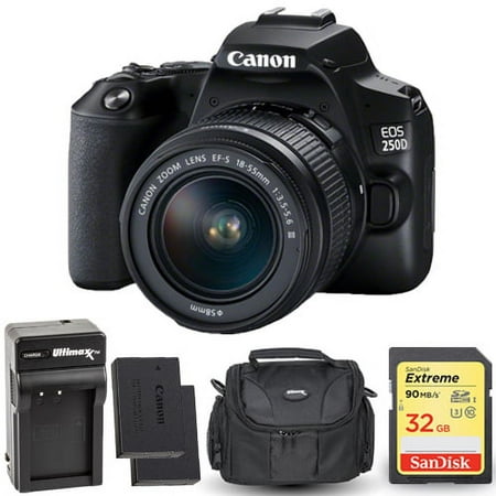 Image of Canon EOS 250D/Rebel SL3 with 18-55mm III Lens + Extra Battery + Sandisk Extreme 32GB + Carry Case Bundle