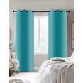 thumbnail image 3 of Teal Ombre Blackout Curtains, Light Blocking Print Window Curtains, Modern Abstract Art Farmhouse Gradient Thermal Insulated Window Drapes for Living Room Kitchen Cafe 2 Panels, 55"W x 39"L, 3 of 9