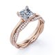 thumbnail image 4 of JeenMata Juego de Anillos de Boda de Cuatro Puntas con Corte Princesa de 1,50 Quilates Infinity Eternity en Baño de Oro Rosa de 18 K sobre Plata (Personaliza la Banda de Tu Anillo de Bodas), 4 of 6