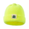 thumbnail image 2 of Herrnalise Kids Winter Knit Hat Warm Fleece Lined Hats Solid Color Dome Cartoon Label Pullover Warm Knitted Hat Children Cute Hat (0-3Years) Mint Green, 2 of 4