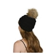 thumbnail image 2 of Gravity Threads Bonnet en Tricot Torsadé avec Pompon en Fausse Fourrure, Noir, 2 of 2
