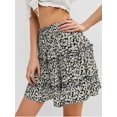thumbnail image 2 of Women's Summer Cute High Waist Ruffle Skirt Floral Print Swing Beach Mini Skirt, 2 of 7