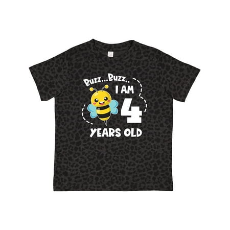 

Inktastic Buzz Buzz I Am 4 Years Old Cute Bee Gift Toddler Boy or Toddler Girl T-Shirt