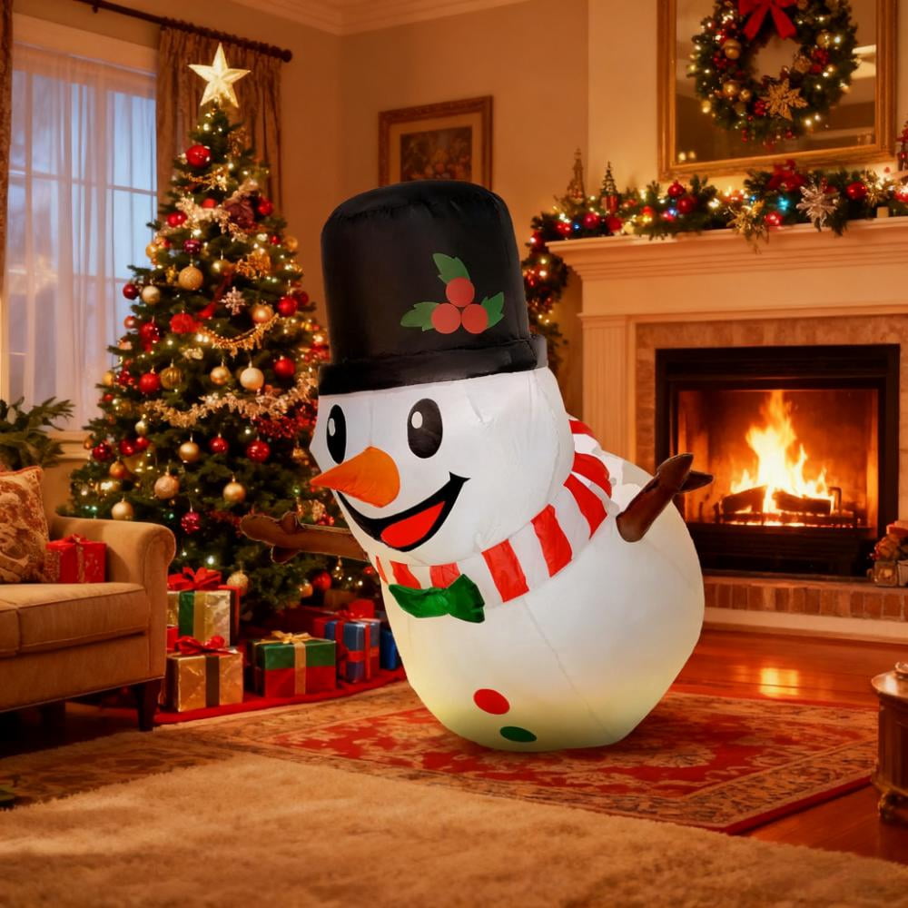 Hanging Snowman Christmas Inflatable with LED Lights IP44 Waterproof Polyester Cloth Indoor Outdoor Yard Decoration
