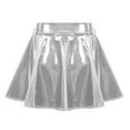 thumbnail image 2 of Jowowha Women's Shiny Flared Pleated Skater Skirt Leather Invisible Zipper A-Line Mini Skirts Silver L, 2 of 8