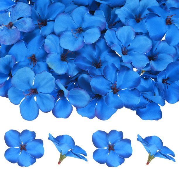 Uxcell 100-Pack Cabezas de Flores Artificiales de Orquídea, 2.2"/ 5.5cm Flores de Orquídea Falsas de Seda para Manualidades DIY, Azul Zafiro
