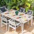 thumbnail image 2 of Multi-Color Diamond Table Cloths for 4 Foot Rectangle Tables, Modern Geometric Middle Century Beige Patio Waterproof Elastic Fitted Tablecloths, Washable Rectangular Table Cover for Camping, 2 of 8