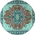 thumbnail image 1 of Ahgly Company Indoor Round Medallion Light Blue Traditional Area Rugs, 6' Round, 1 of 4