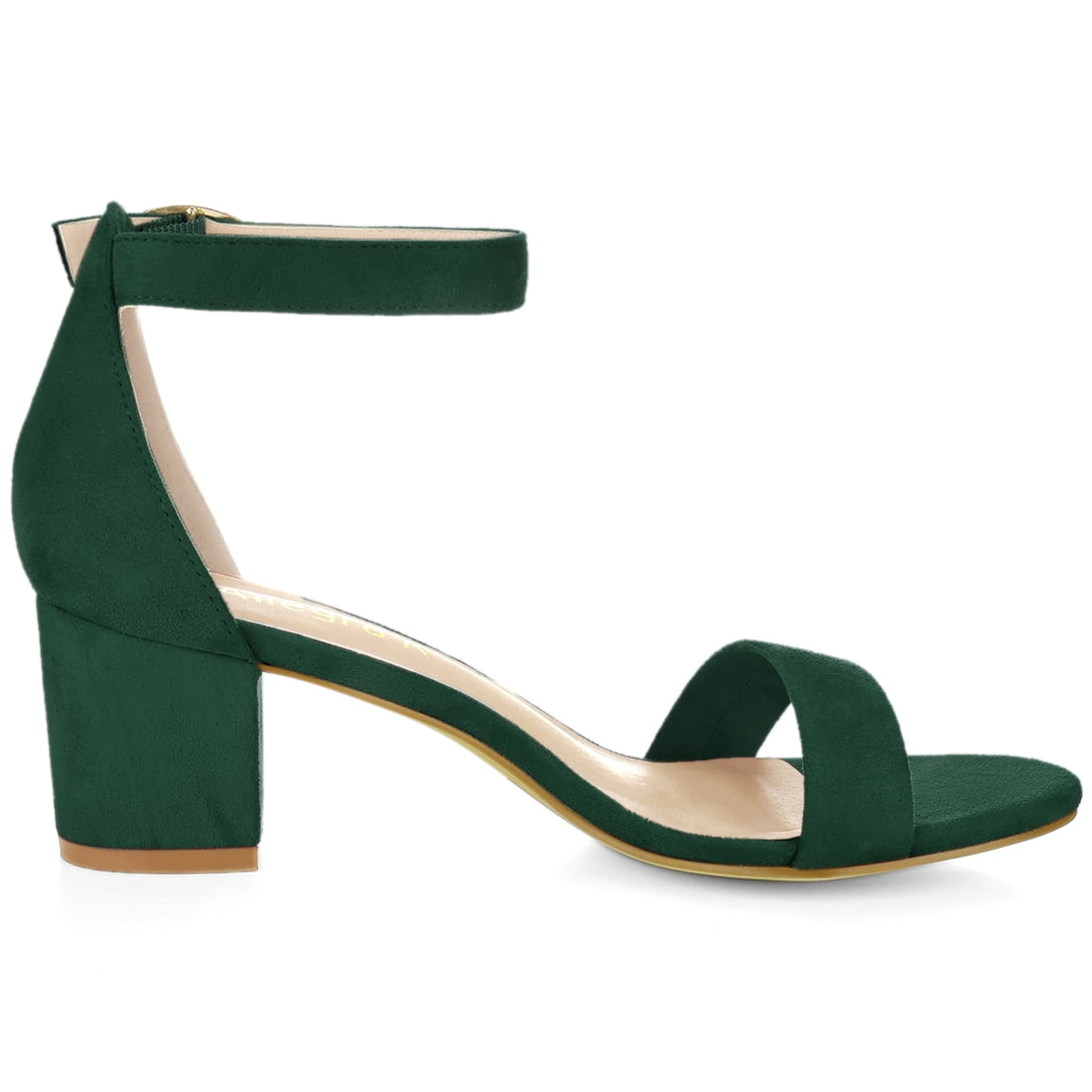 DARING DIVA Women's Open Toe Block Heel Ankle Strap Sandals Emerald Green 10.5