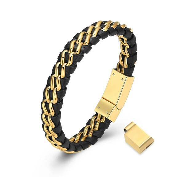 Cremation Jewelry Urn Bracelet for Ashes Genuine Leather for Women Men Keepsake Memorial Cuff Bangle Braided Wristband Bracelet for Men
