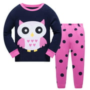 Toddler Girls Pajama Set 100% Cotton Sleepwear Long Sleeve Pjs2T