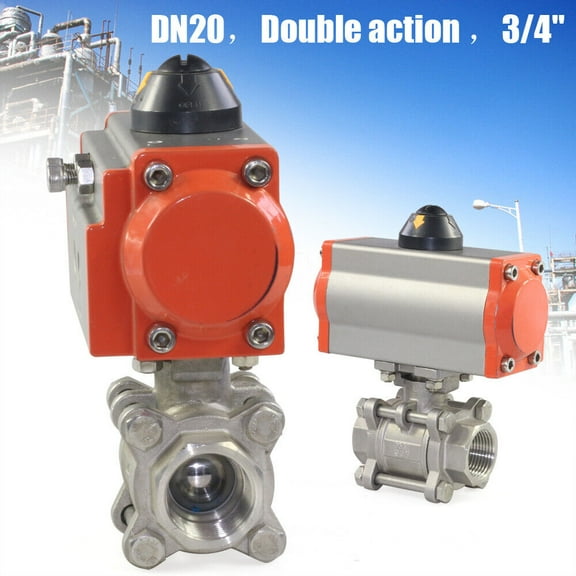 SHZICMY 3/4" Pneumatic Air Actuated Double Acting Ball Valve Stainless-Steel 0~1000 psi