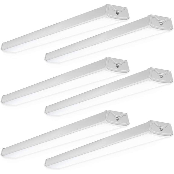 6 Pack LED Garage Ceiling Lights Wraparound Fixture 4FT, Linkable Shop Light, 3500 LM, 40W=300W, 5000K Daylight, Hardwired, Surface Mount, Utility Workshop Light ETL