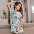 thumbnail image 3 of Vsdgher Motif Coraux d'Algues et Coquillages Chemise de Nuit à Manches Courtes Col Rond Mignonne Robe de Nuit Confortable, 3 of 6