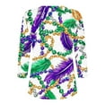 thumbnail image 4 of Gamivast Mardi Gras Shirts for Women Plus Size Mask Graphic 3/4 Sleeve Dressy Tshirt Relaxed Fitted V Neck Button Holiday Party Pullover Carnival Outfits 2026, 4 of 6