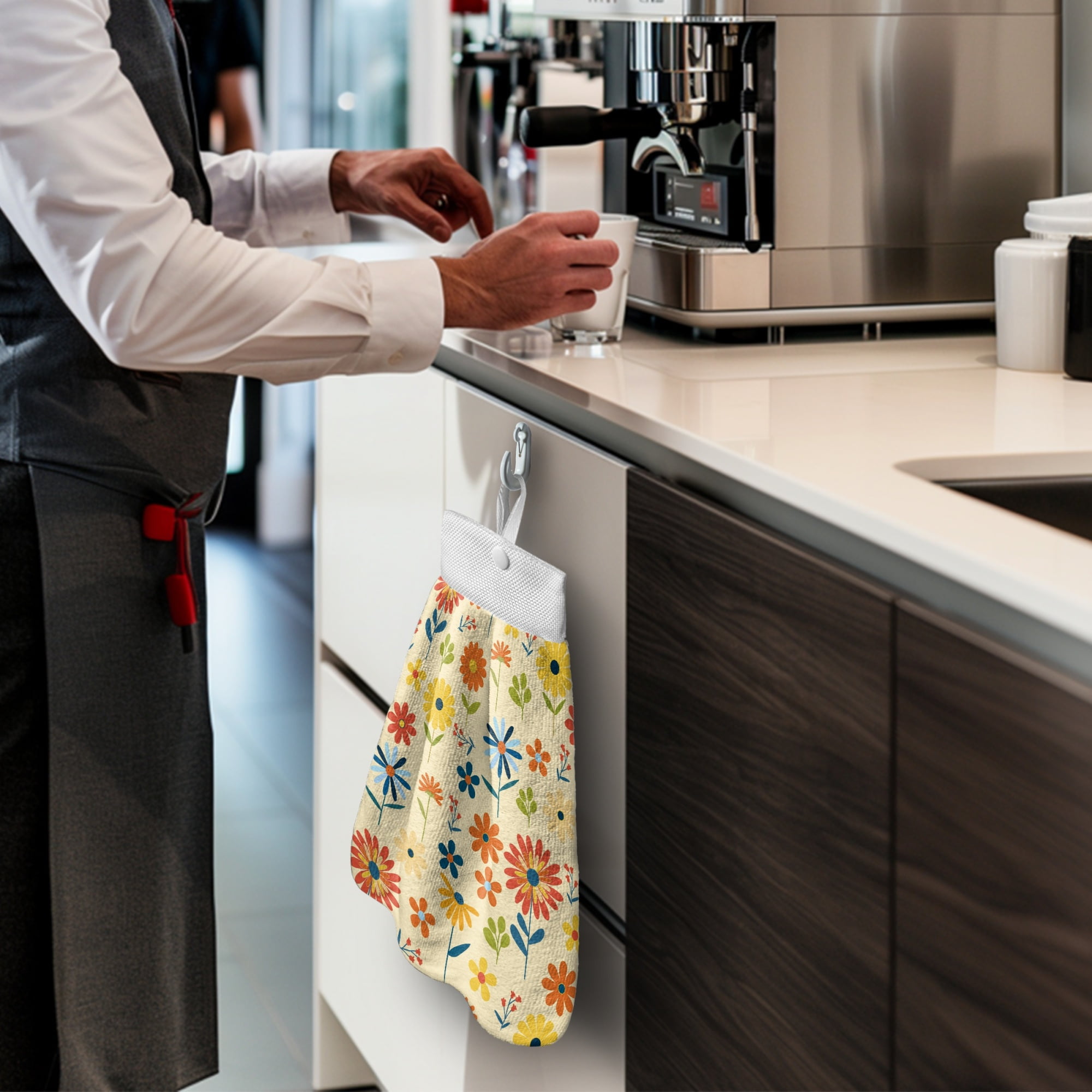SEANATIVE Flowers Hand Towels with Hanging Loops Absorbent Hand Tie Towel Fast Drying Hand Towels for Wiping Hands Machine Washable Hang Towel for Home Bathroom Kitchen Decor 3 Piece