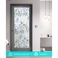 thumbnail image 5 of Window Privacy Film Blue Flower Stained Glass Window Film Decorative Sun Block Window Cover Sage Green Eucalyptus Leaf Farmhouse Country Window Clings Static Adhesive Sticker for Bathroom 29.5"x78.7", 5 of 7