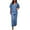 Blue, variant on tasrioml Women's Casual Two Piece Outfit Plus Size V Neck Short Sleeve Top Wide Leg Pants Summer Loose Lounge Set