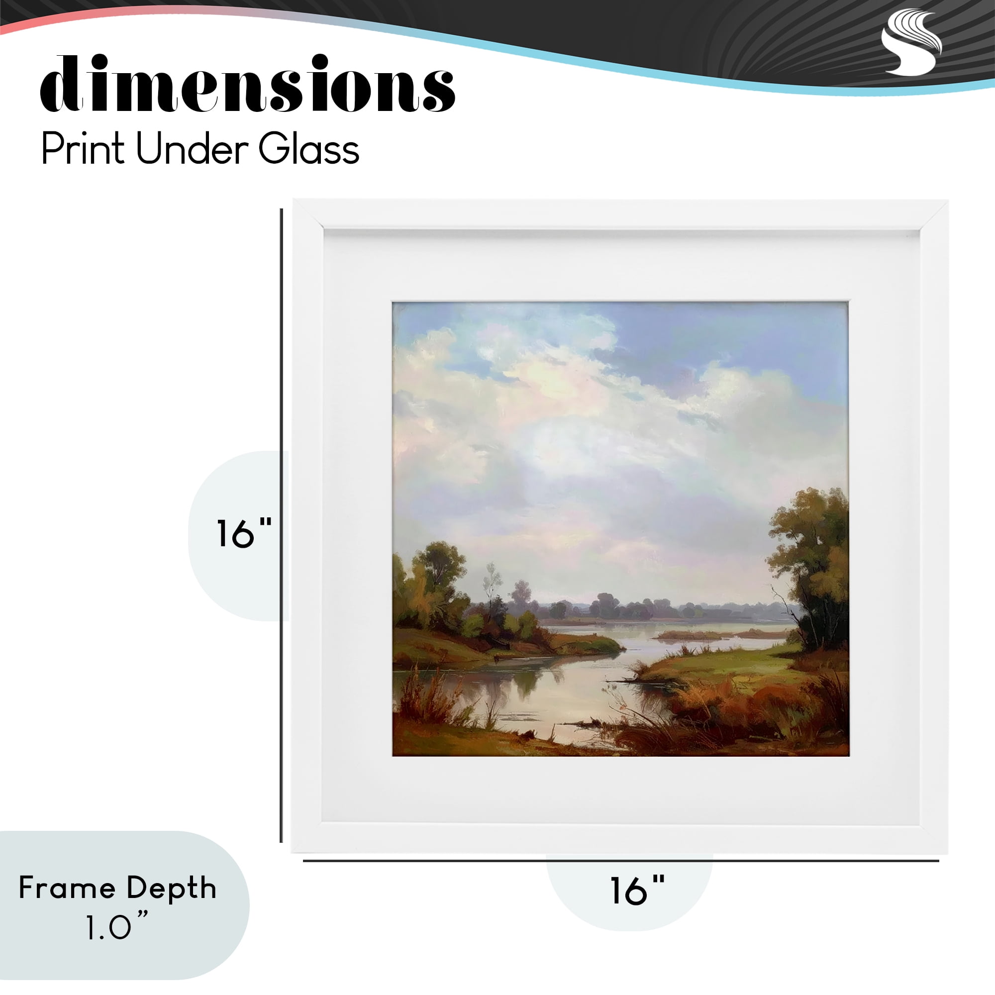 Stupell Industries Riverside Grove Landscape White Framed Print Under Glass, design by Alonza Saunders