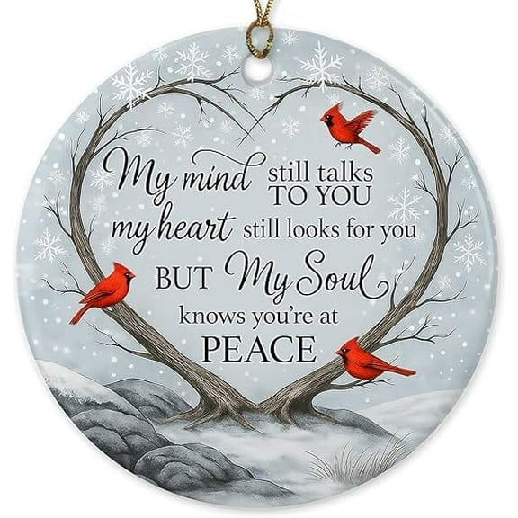 NewEleven Meaningful Gift for Loved Ones Memorial My Mind Still Talks to You Ceramic Ornament, Remembrance Keepsake Decoration