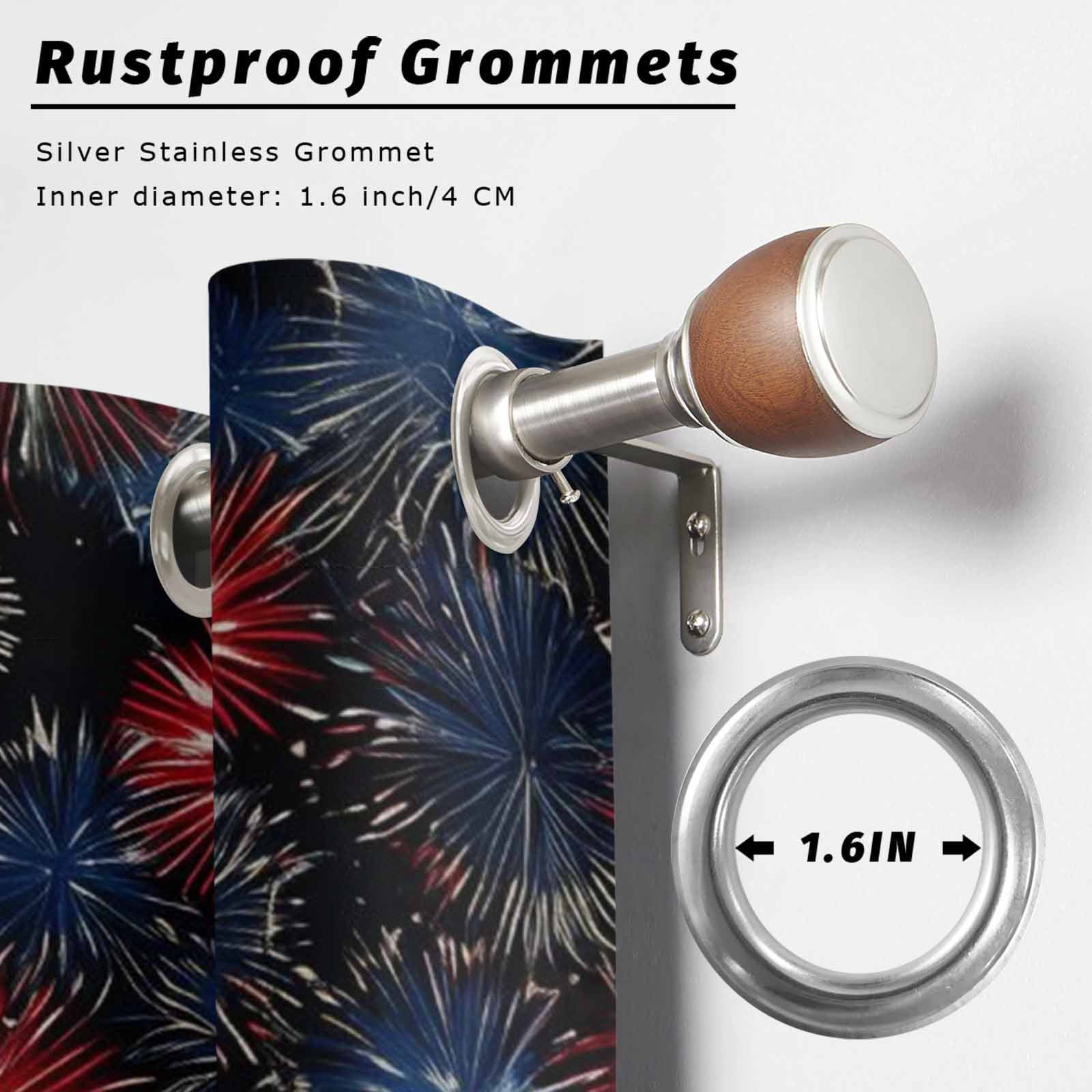 Independence Day Outdoor Curtains for Patio, America Letter Print Fantasy Colorful Firework Sunshade Privacy Drapes Grommet Waterproof Outside Curtains for Porch/Cabana/Balcony 54"x 108", 1 Panel