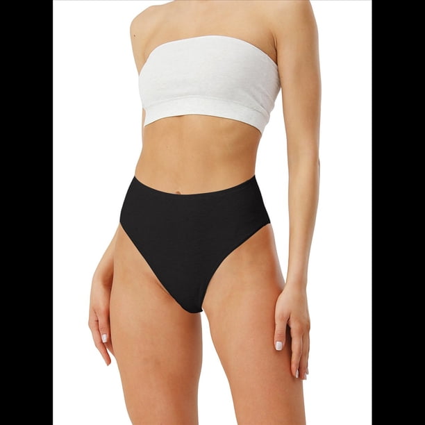 Braguitas de Algodón para Mujer, Talla Grande, con Medias Caderas, Cintura Alta, Color Liso, con Abertura Alta. Negro XXL