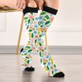 thumbnail image 5 of FORMRS Womens Knee High Socks Casual Long Thick Travel Daily Wear, 1 Pair, Retro Blue Floral, 5 of 6