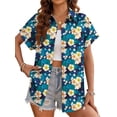 thumbnail image 2 of Fantaslook Hawaiian Button Down Shirts for Women Casual Short Sleeve Floral Print Blouses Summer Tops, 2 of 9