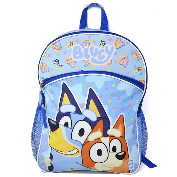 Bluey 16" Backpack Bottom Half Moon with 1 Front Pocket- Perfect for Preschool & Elementary Boys & Girls