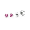 Gem Stone King Platinum Stud Earrings Pink Round Moissanite (0.46 Cttw)
