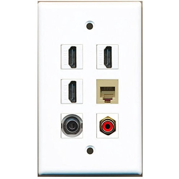 RiteAV - 3 HDMI 1 Port RCA Red 1 Port Phone RJ11 RJ12 Beige 1 Port 3.5mm Wall Plate