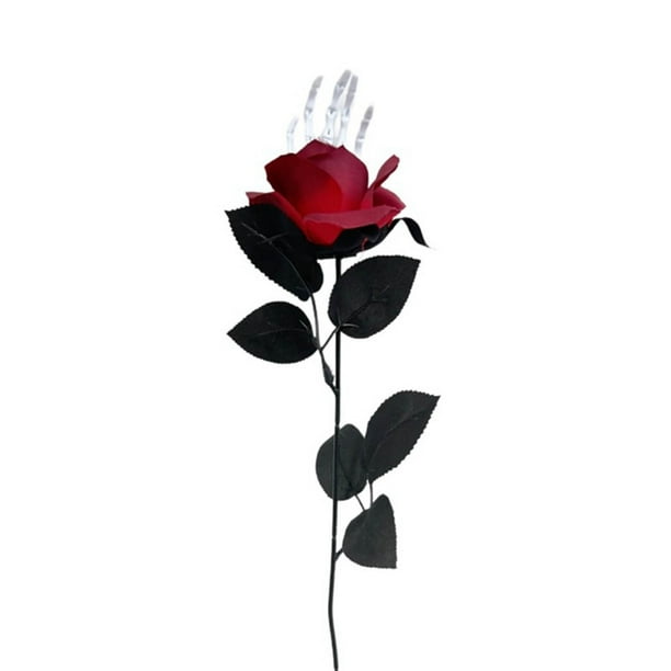 Ramo de mano de esqueleto de Halloween con rosas y ojos de calavera | Arreglo floral espeluznante para decoración terrorífica