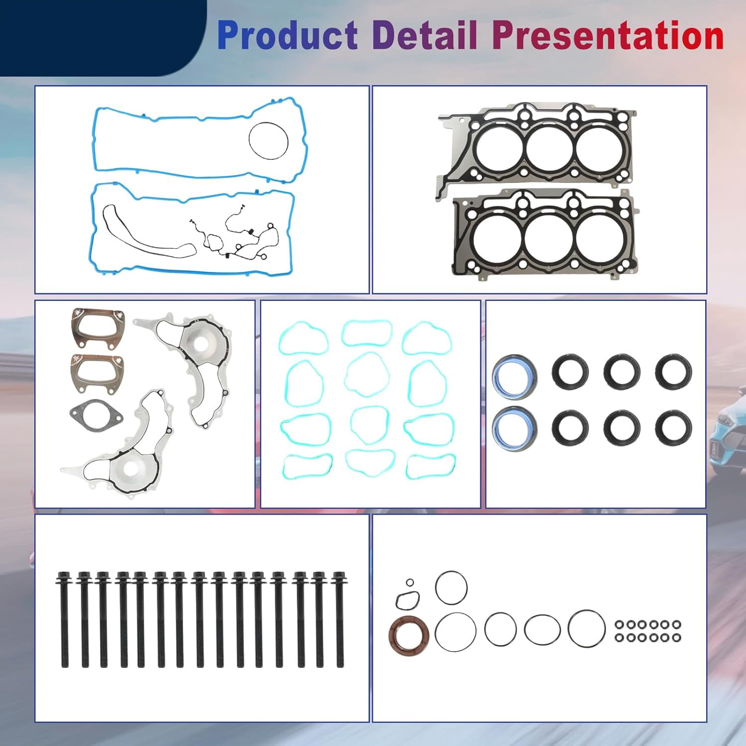 PANGOLIN Cylinder Head Gasket Set with Head Bolts HS26541PT Fit for 2011-2016 Chrysler 200 300, Dodge Challenger Journey, Ram 1500 C/V, Jeep Wrangler Engine Camshaft Bolt Aftermarket Replace Part