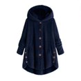 thumbnail image 1 of Womens Cardigan Plus Size Button Plush Tops Hooded Loose Cardigan Wool Coat Winter Jacket Navy Xl, 1 of 7