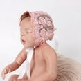 thumbnail image 4 of SPRING PARK 3 Colors Cute Newborn Girls Boys Lovely Cotton Lace Floral Cap Photography Prop Hat with Strap, 4 of 6
