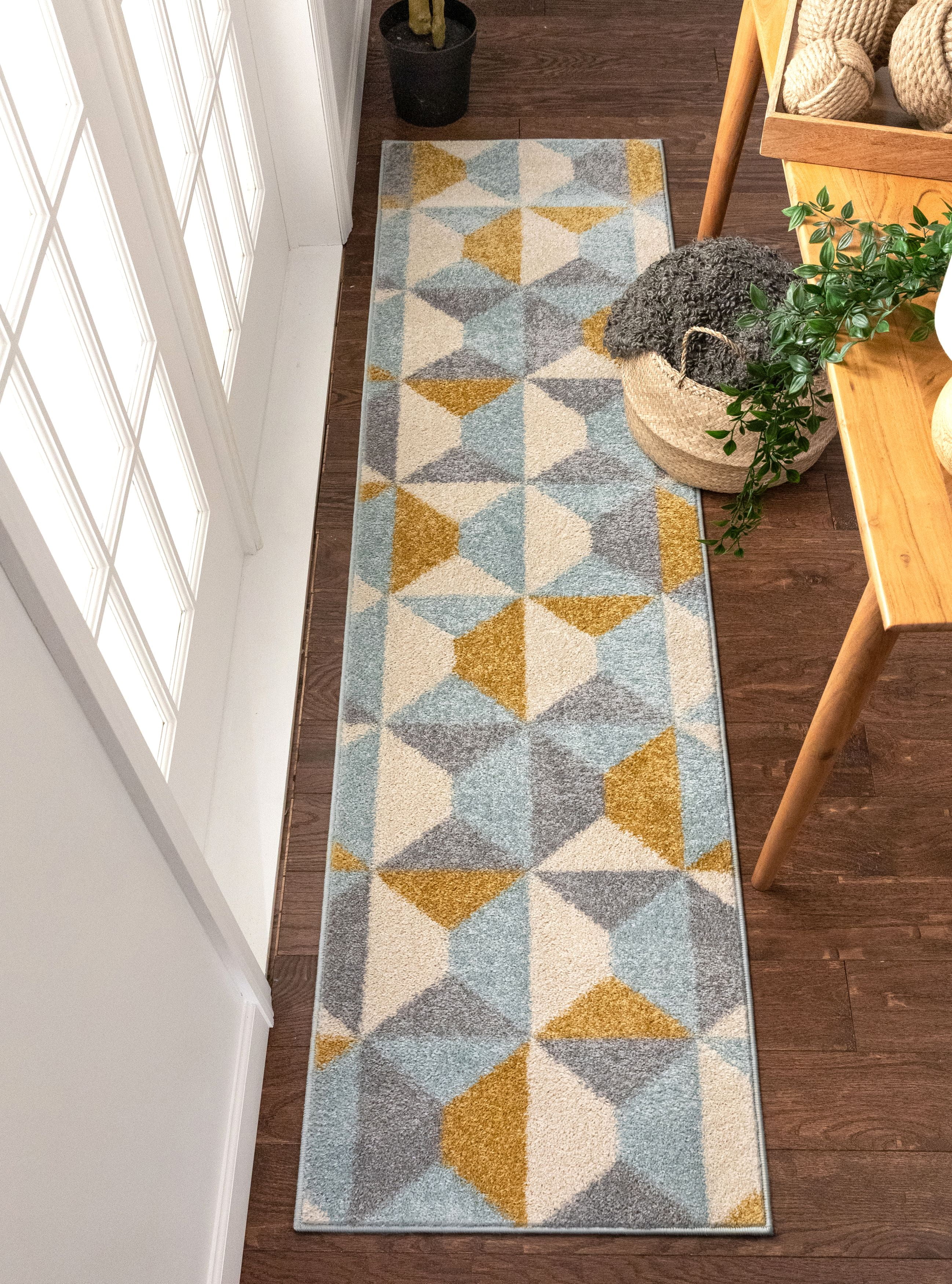 Well Woven Mystic Zeke Gold Modern Geometric 2 ft. x 7 ft. 3