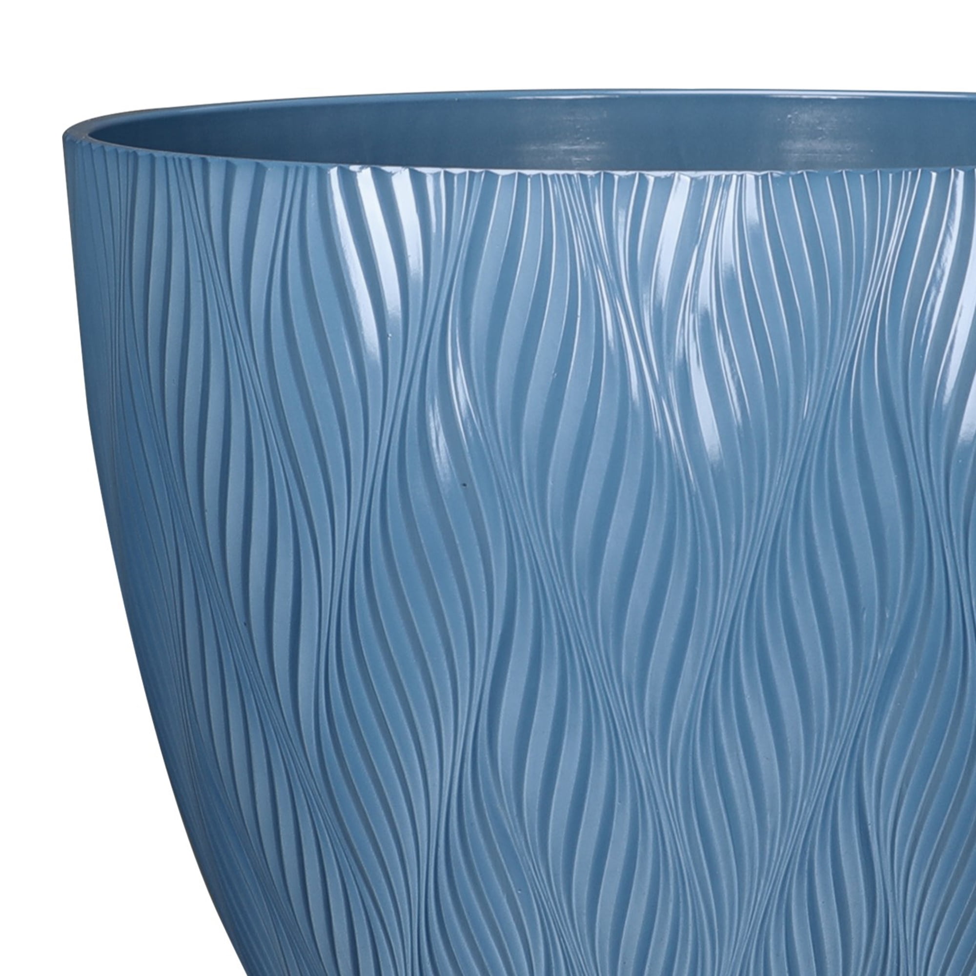 Mainstays River Round Recycled Resin Planter, Blue Paradise, 12 in x 12 in x 10.4 in