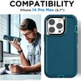 thumbnail image 5 of Entronix Heavy Duty Case Designed for IPhone 14 Pro Shockproof Triple Layer Rugged Case, (Teal), 5 of 7
